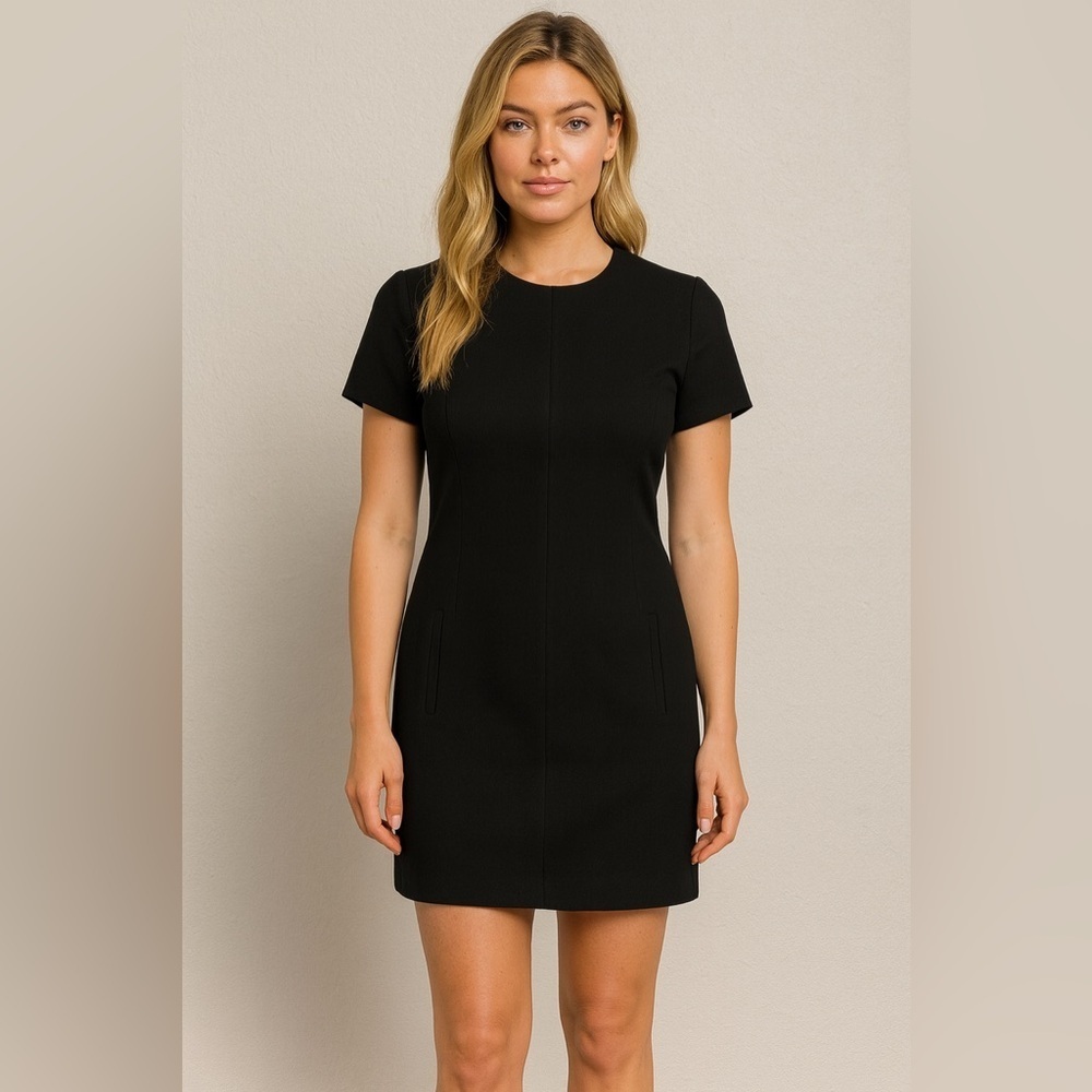 Elie Tahari Black Short Sleeve Mini Dress Size US 0 Color Black